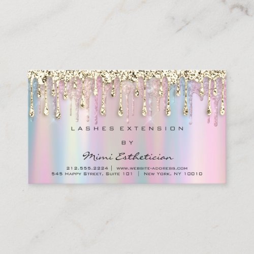 Aftercare Instructions Rose Gold Holograph Drips Business Card