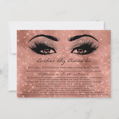 Aftercare Instructions SparkRose Gold Blush Makeup Invitation