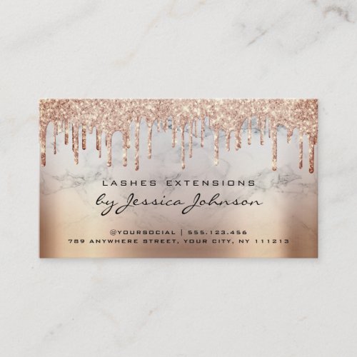 Aftercare Instructions Tan Bronze Glitter Drips Business Card