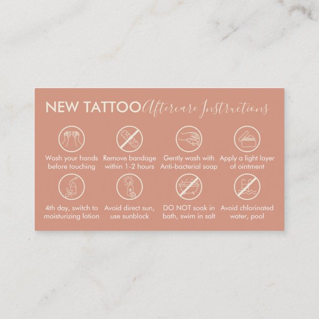 Aftercare Instructions Tattoo Body Art Business Card