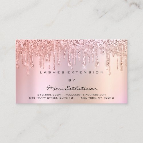 Aftercare Lashes Pink Rose Holograph Drips  Business Card