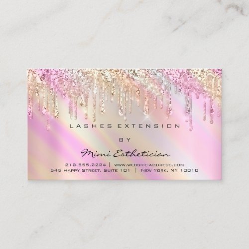 Aftercare Rose Holograph Drips Makeup Lashes Business Card