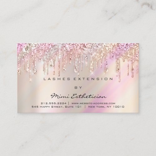 Aftercare Rose Pink Holograph Drips Makeup  Business Card