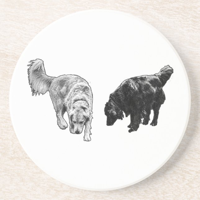 Afterglow Dot Sip — Retriever Duo Coaster (Front)