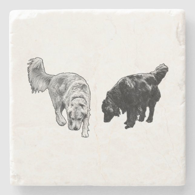 Afterglow Dot Sip — Retriever Duo Stone Coaster (Front)