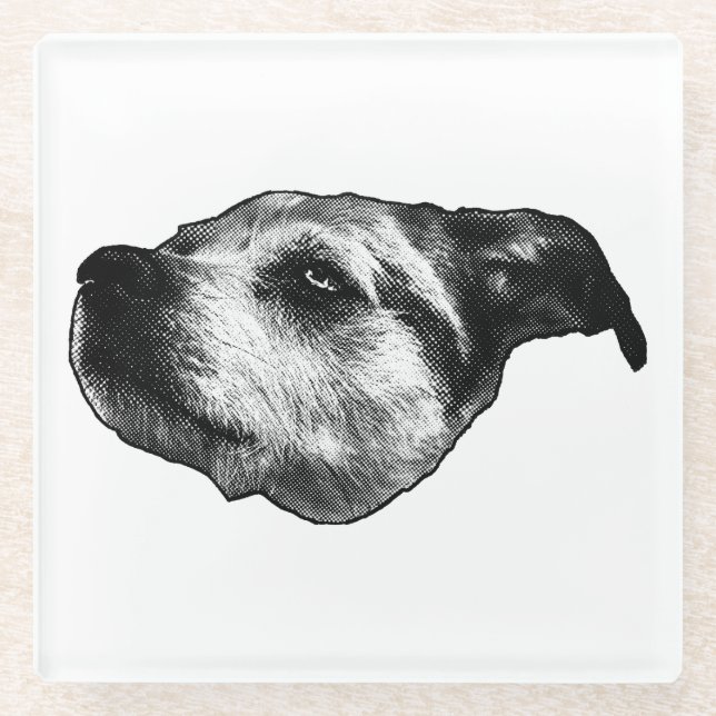 Afterglow Dot Sip — Terrier Glass Coaster (Front)