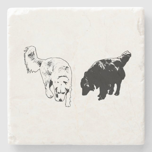Afterglow Edge — Retriever Duo Stone Coaster (Front)