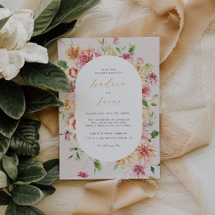 Afterglow Garden Floral Oval Frame Wedding Invitation