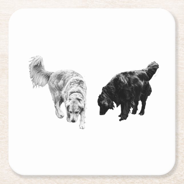 Afterglow Table Hush — Retriever Duo Square Paper Coaster (Front)