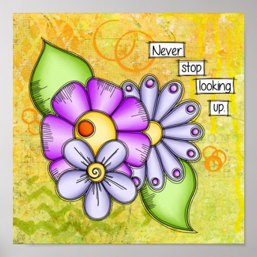 Afternoon Delight Positive Thought Doodle Flower Poster