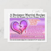 Afternoon Delight Valentine's Day Martini Recipe Holiday Postcard (Front/Back)