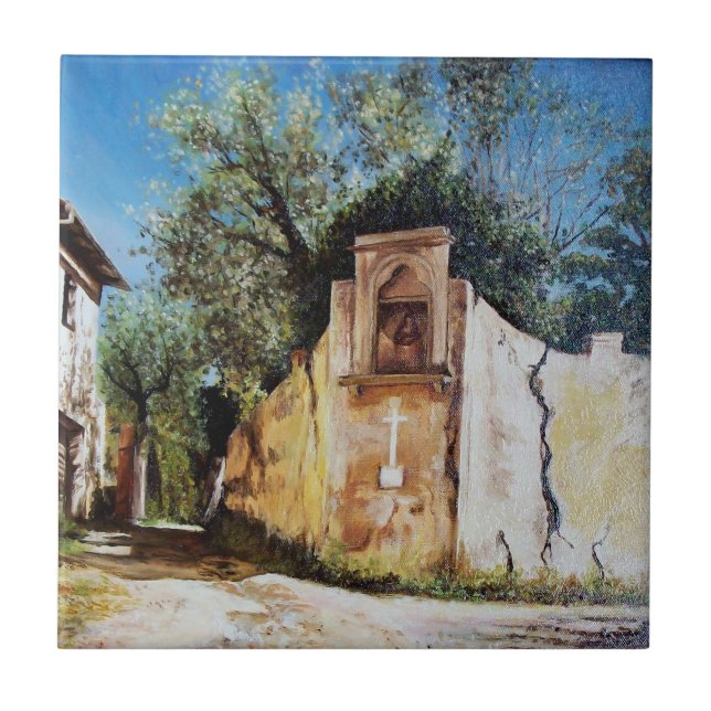 AFTERNOON IN RIMAGGIO / Tuscany View Ceramic Tile (Front)
