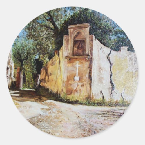 AFTERNOON IN RIMAGGIO  Tuscany View Classic Round Sticker