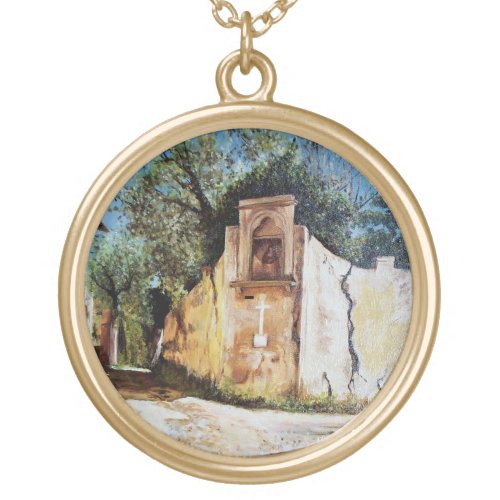 AFTERNOON IN RIMAGGIO  Tuscany View Gold Plated Necklace