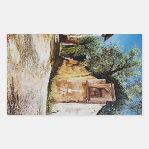 AFTERNOON IN RIMAGGIO  Tuscany View Rectangular Sticker