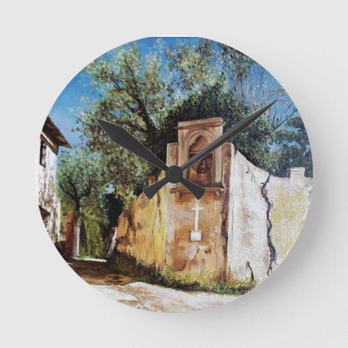 AFTERNOON IN RIMAGGIO  Tuscany View Round Clock