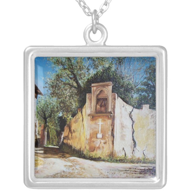 AFTERNOON IN RIMAGGIO / Tuscany View Silver Plated Necklace (Front)