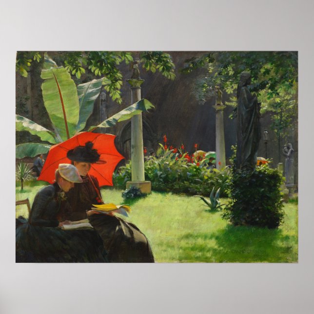 Afternoon in the Cluny Garden by Charles Curran  Poster (Front)
