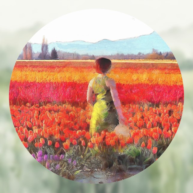 Afternoon in the Tulip Fields Classic Round Sticker (Creator Uploaded)