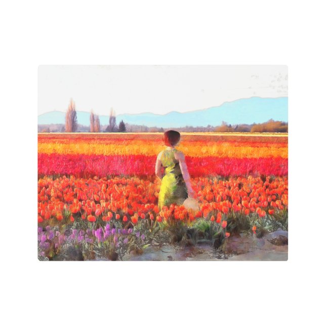 Afternoon in the Tulip Fields Metal Print (Front)