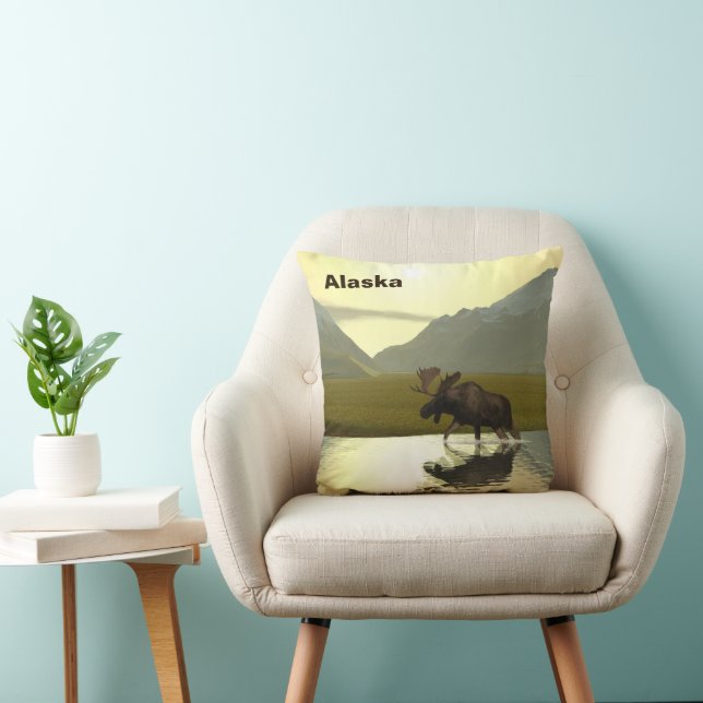 Afternoon Moose Throw Pillow (Chair)