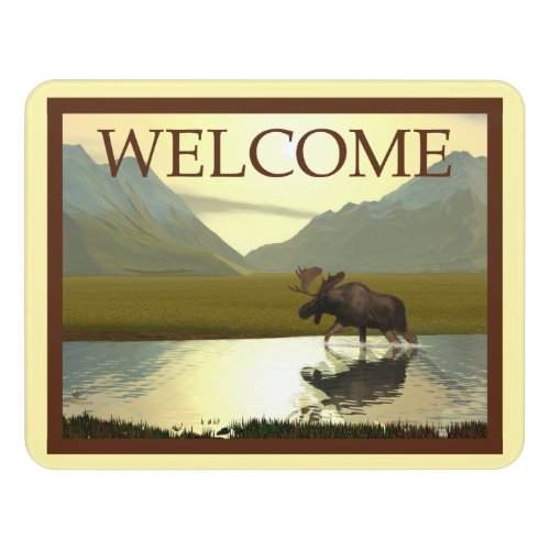 Afternoon Moose _ Welcome Door Sign