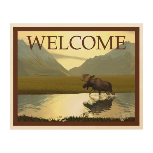 Afternoon Moose _ Welcome Wood Wall Decor