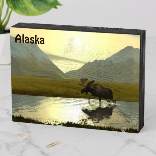 Afternoon Moose Wooden Box Sign