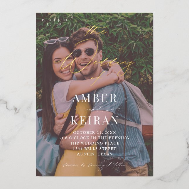 Afternoon Shades- Photo Wedding Foil Invitation (Front)