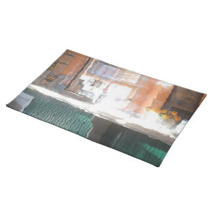 Afternoon sunlight, train station cloth placemat