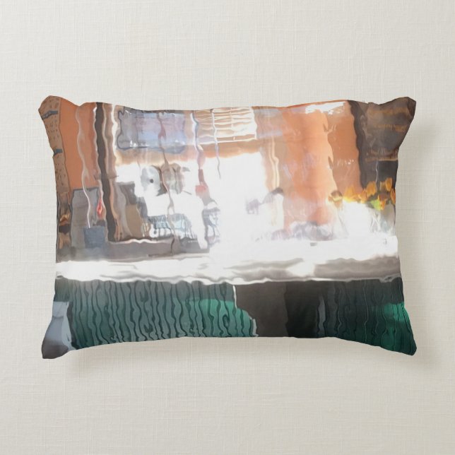 Afternoon sunlight, train station decorative pillow (Front)