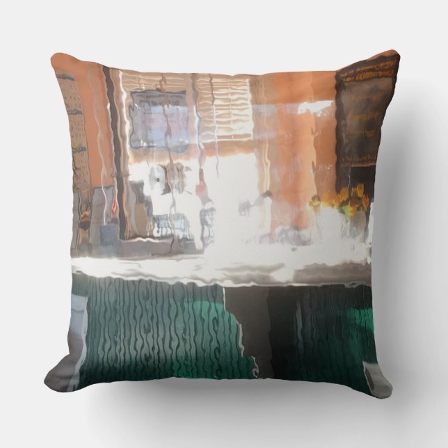 Afternoon sunlight, train station throw pillow (Front)