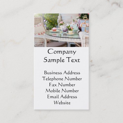 Afternoon tea and cakes in the garden business card