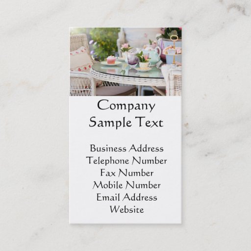 Customizable Afternoon tea and cakes in the garden business card