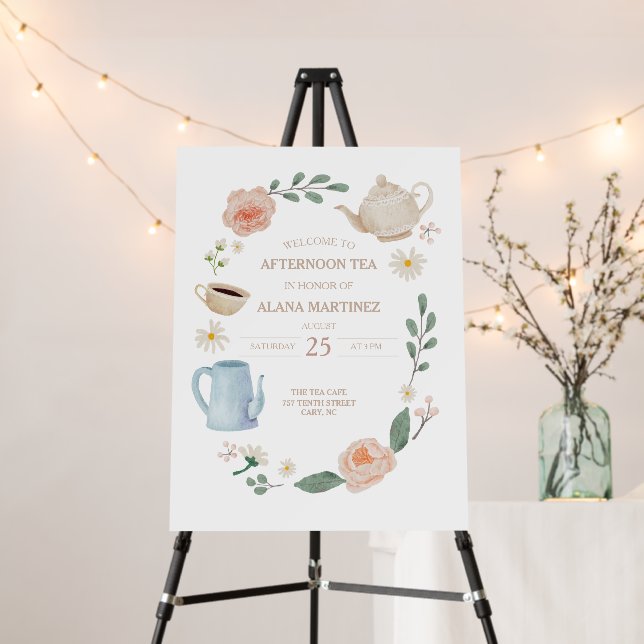 Afternoon Tea Baby Shower Welcome Sign Foam Board (In Situ (Stand))