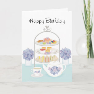 Afternoon Tea Birthday With Hydrangea Flowers Card