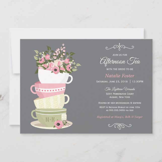 Afternoon Tea Bridal Shower Invitation (Front)