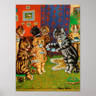 Afternoon Tea Cats, Louis Wain Poster