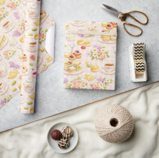 Afternoon Tea Dessert Pattern Wrapping Paper