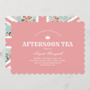 Afternoon Tea English Roses UK Flag 2 Invitation