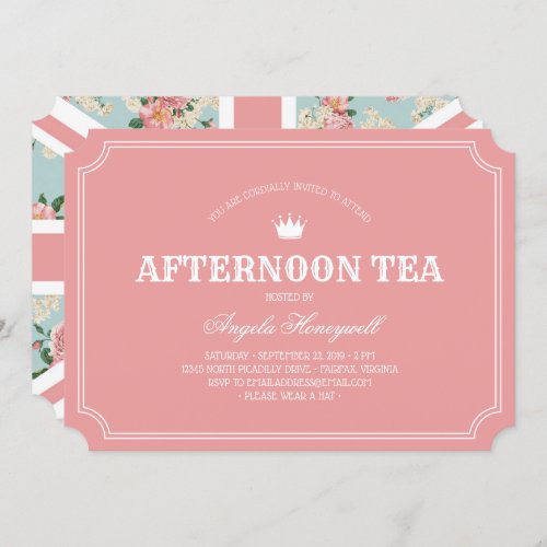 Afternoon Tea English Roses UK Flag Invitation