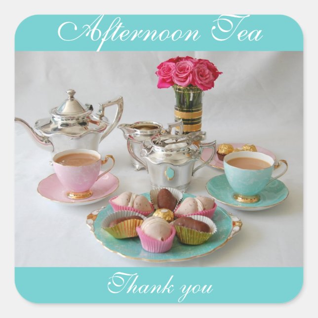 Afternoon Tea Favor or Tea Shop Sticker (Front)