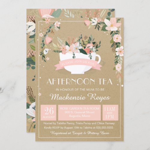 Afternoon Tea Floral Teacup Baby Shower Invitation