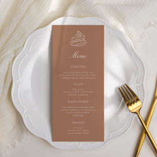 Afternoon Tea Hand-drawn Brown Bridal Shower Menu