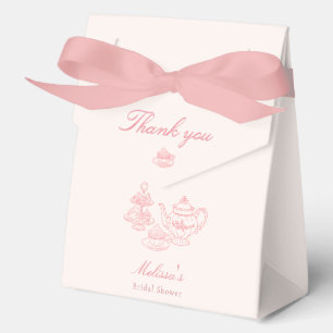 Afternoon Tea Hand-drawn Pink Bridal Shower Favor Boxes