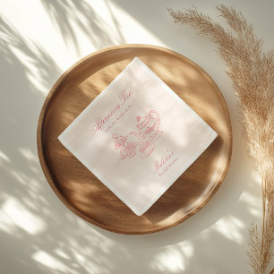 Afternoon Tea Hand-drawn Pink Bridal Shower Napkins