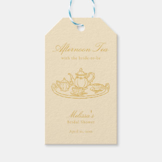 Afternoon Tea Hand-drawn Yellow Bridal Shower Gift Tags