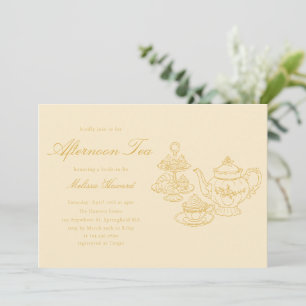 Afternoon Tea Hand-drawn Yellow Bridal Shower Invitation