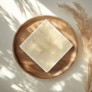 Afternoon Tea Hand-drawn Yellow Bridal Shower Napkins