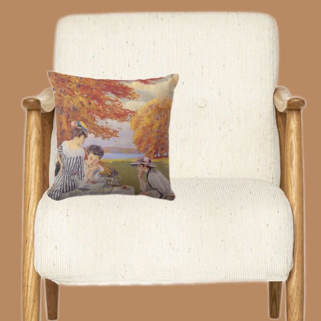Afternoon tea in the park throw pillow (Creator Uploaded)